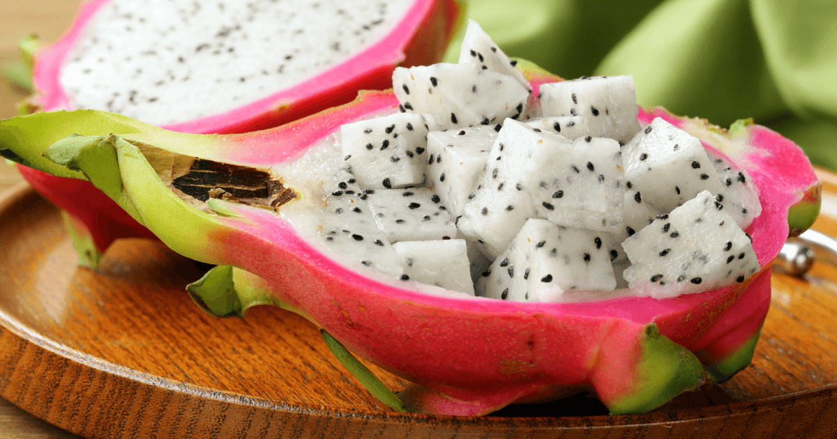 A bowl of diced dragon fruit for a bearded dragon